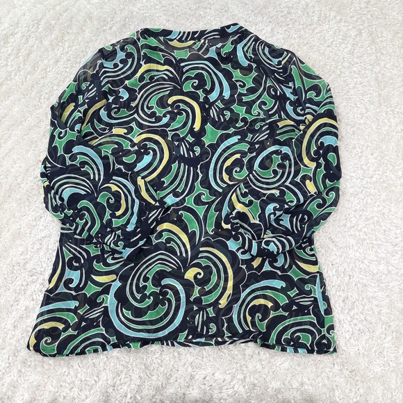 Banana Republic Blouse Womens Medium Swirl Print LS Boho Abstract Hippie Gypsy - Picture 3 of 11